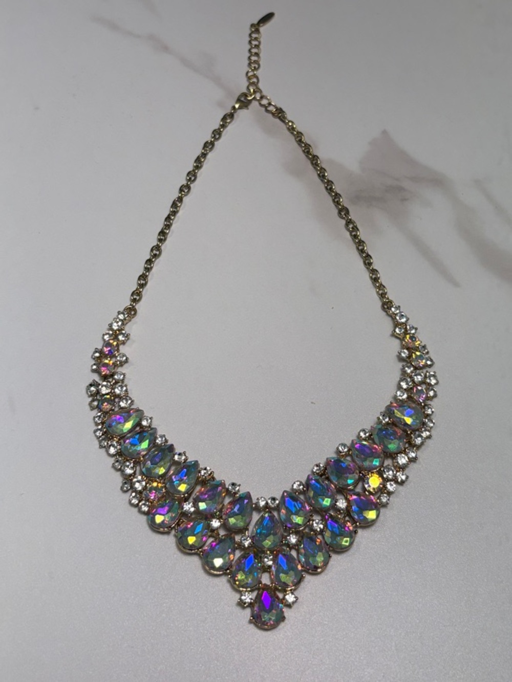 Aurora Crystal Statement Necklace - Gold Tone